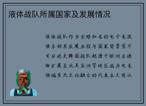 液体战队所属国家及发展情况